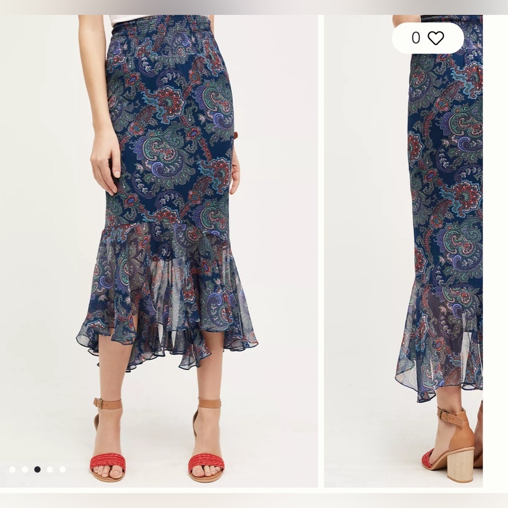 Anthropologie Vanessa Virginia Silk Paisley Skirt Size 2 midi pattern print - Picture 6 of 12